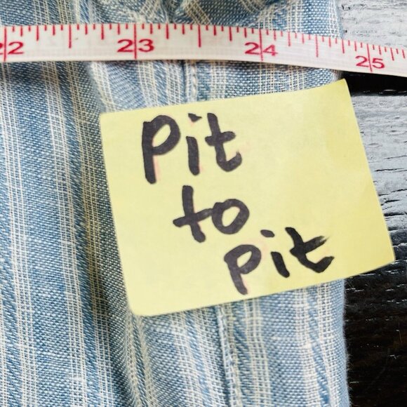 CP Shades Cecilia Striped Linen Button Down Shirt Womens Large Blue White - Picture 8 of 10